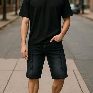 XRAY Men's size 34 Black Wash Distressed Jean Shorts